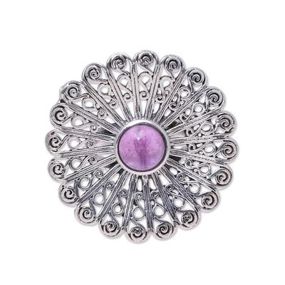 Alternate image for Sterling Silver Amethyst Openwork Flower Cocktail Ring Beautiful Bloom