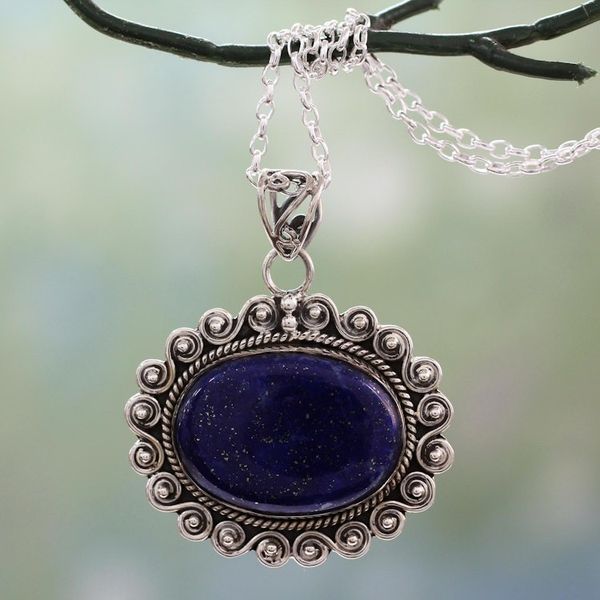 Alternate image for India Lapis Lazuli Necklace Artisan Crafted with 925 Silver True Admiration