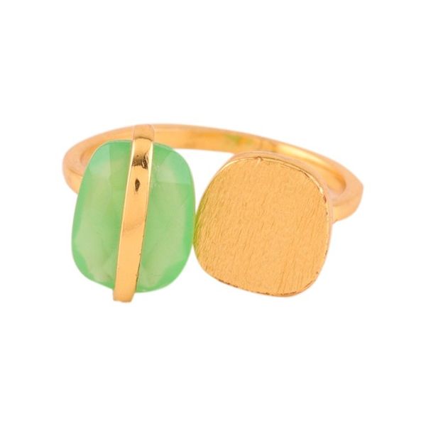 Alternate image for 18k Gold-Plated Wrap Ring with Natural 3-Carat Prehnite Gem Green Bewitchment