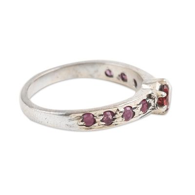 Alternate image for Garnet and Ruby Solitaire Ring Shimmering Union in Red