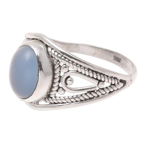 Alternate image for Oval Chalcedony Cocktail Ring Crafted in India Gleaming Appeal