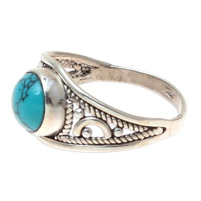 Alternate image for Sterling Silver and Reconstituted Turquoise Cocktail Ring Turquoise Charm