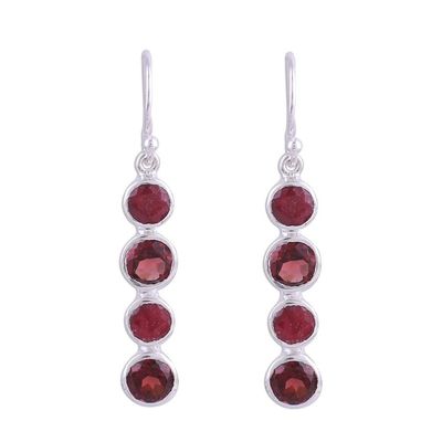 Alternate image for Ruby and Garnet Sterling Silver Dangle Earrings from India Trendy Orbs