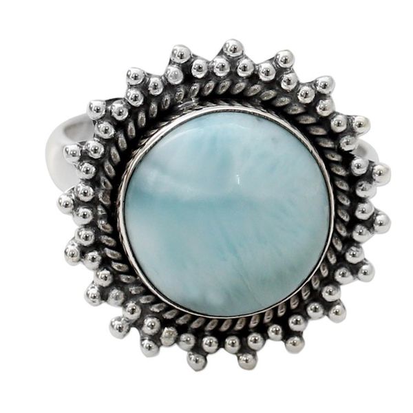Alternate image for Classic Larimar Cocktail Ring in Sterling Silver Bezel Sea and Sky