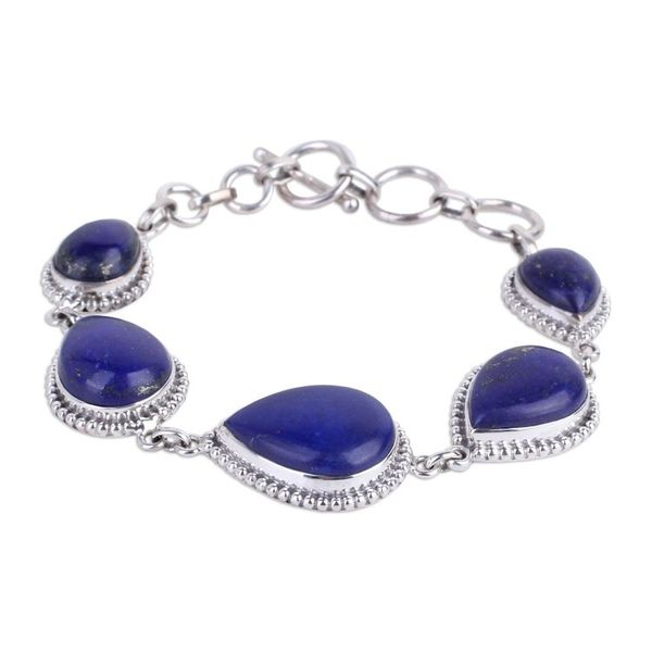 Alternate image for Hand Crafted Lapis Lazuli and Sterling Silver Link Bracelet Blue Splendor