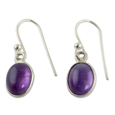 Alternate image for Silver and Amethyst Earrings Crafted in India Luminous Lilac
