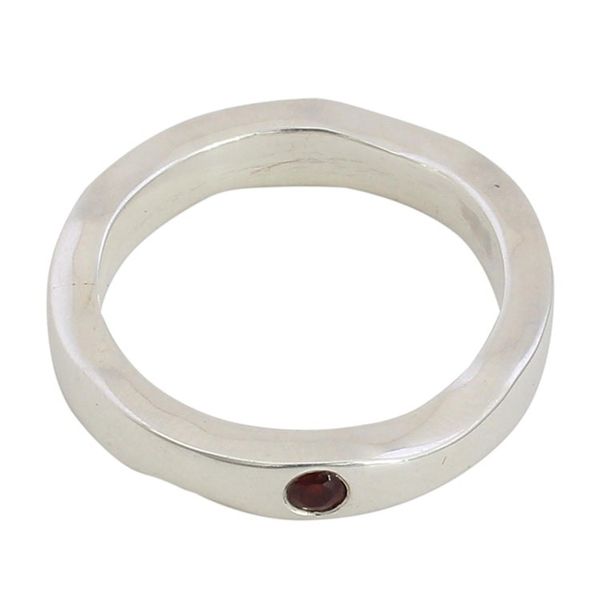 Alternate image for Sterling Silver and Garnet Band Ring from India Curvy Sophistication in Red