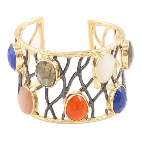 Alternate image for Gold-Plated Rainbow Moonstone and Rose Quartz Bracelet Color Pop