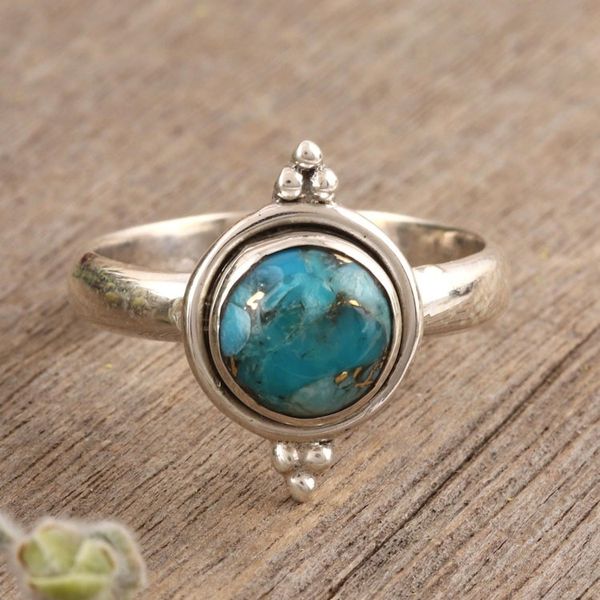 Alternate image for Composite Turquoise Single Stone Ring Ocean Memory