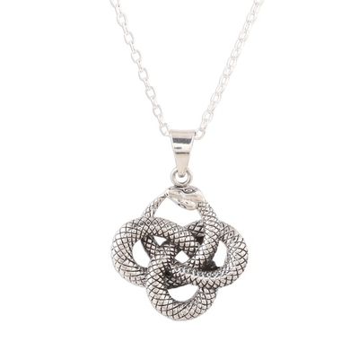 Alternate image for Sterling Silver Snake Necklace Crafted in India Twisting Snake