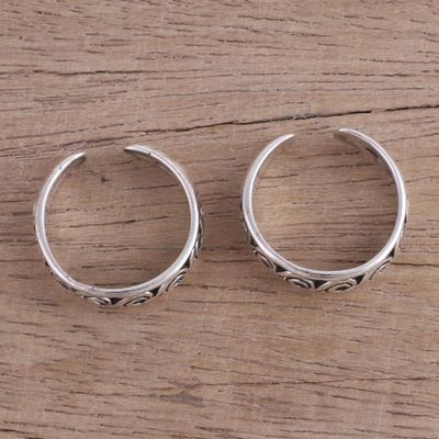 Alternate image for Handcrafted Sterling Silver Pair of Toe Rings from India Fascinating Swirls