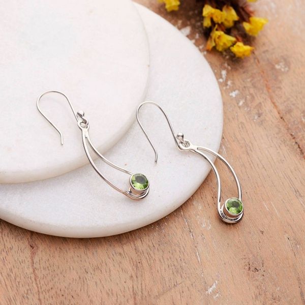 Alternate image for Abstract and Modern One-Carat Peridot Dangle Earrings Abstract Fortune