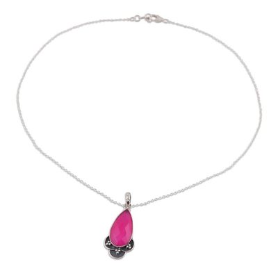 Alternate image for Pink Chalcedony and Sterling Silver Pendant Necklace Royal Radiance