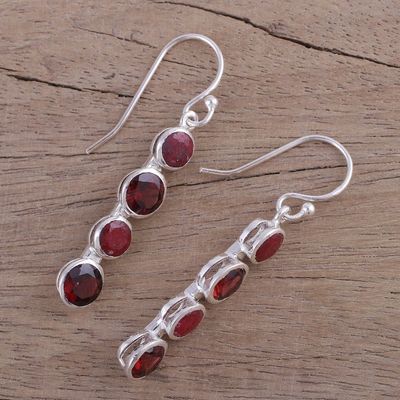 Alternate image for Ruby and Garnet Sterling Silver Dangle Earrings from India Trendy Orbs