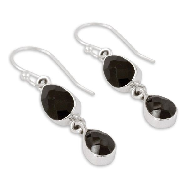 Alternate image for Indian Sterling Silver and Onyx Earrings Radhas Radiance