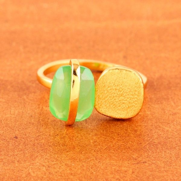 Alternate image for 18k Gold-Plated Wrap Ring with Natural 3-Carat Prehnite Gem Green Bewitchment