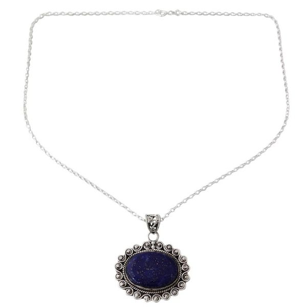 Alternate image for India Lapis Lazuli Necklace Artisan Crafted with 925 Silver True Admiration