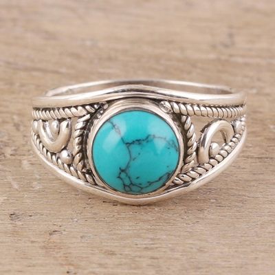 Alternate image for Sterling Silver and Reconstituted Turquoise Cocktail Ring Turquoise Charm