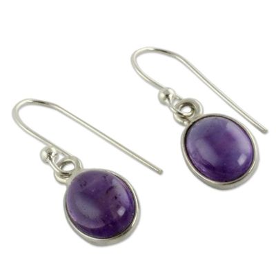 Alternate image for Silver and Amethyst Earrings Crafted in India Luminous Lilac