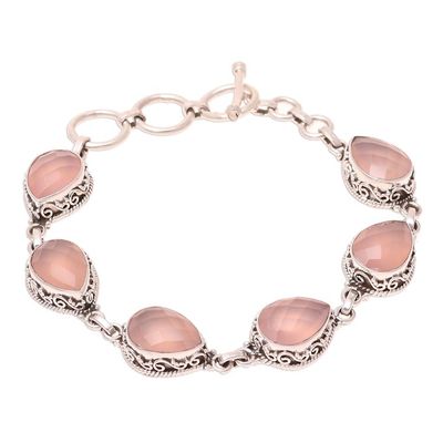 Alternate image for 22-Carat Pink Chalcedony Link Bracelet from India Glossy Pink
