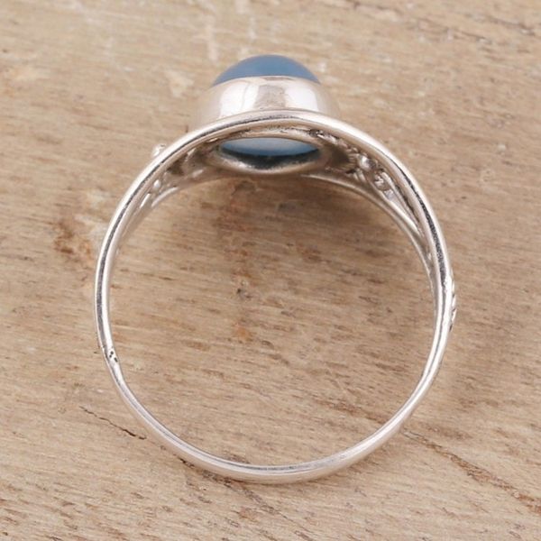 Alternate image for Oval Chalcedony Cocktail Ring Crafted in India Gleaming Appeal