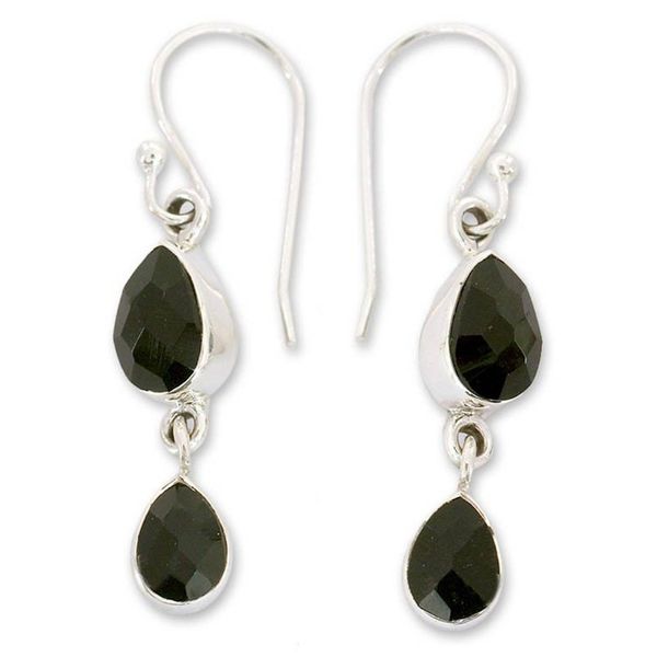 Alternate image for Indian Sterling Silver and Onyx Earrings Radhas Radiance