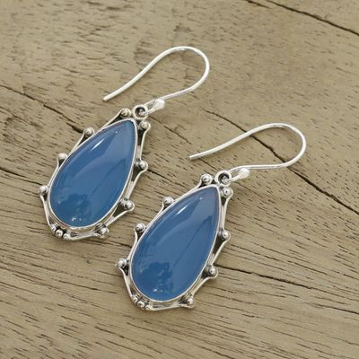 Alternate image for Sterling Silver and Blue Chalcedony Dangle Earrings Peaceful Blues