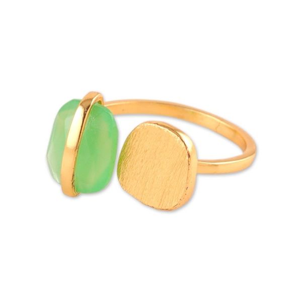 Alternate image for 18k Gold-Plated Wrap Ring with Natural 3-Carat Prehnite Gem Green Bewitchment