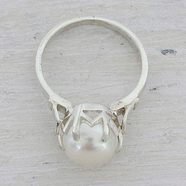 Alternate image for Artisan Crafted Cultured Pearl Solitaire Ring from India Glowing Globe