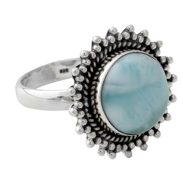 Alternate image for Classic Larimar Cocktail Ring in Sterling Silver Bezel Sea and Sky