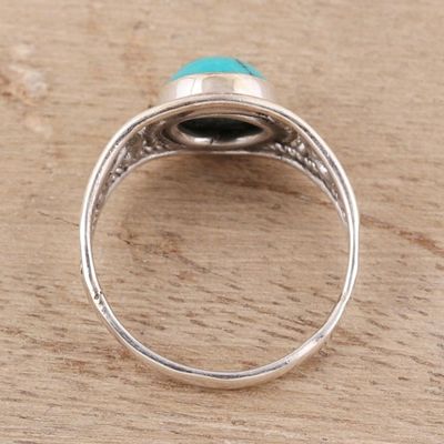 Alternate image for Sterling Silver and Reconstituted Turquoise Cocktail Ring Turquoise Charm