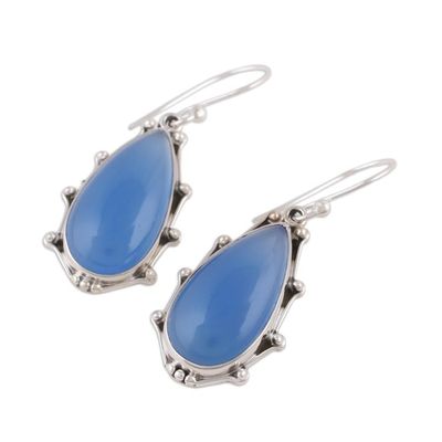 Alternate image for Sterling Silver and Blue Chalcedony Dangle Earrings Peaceful Blues