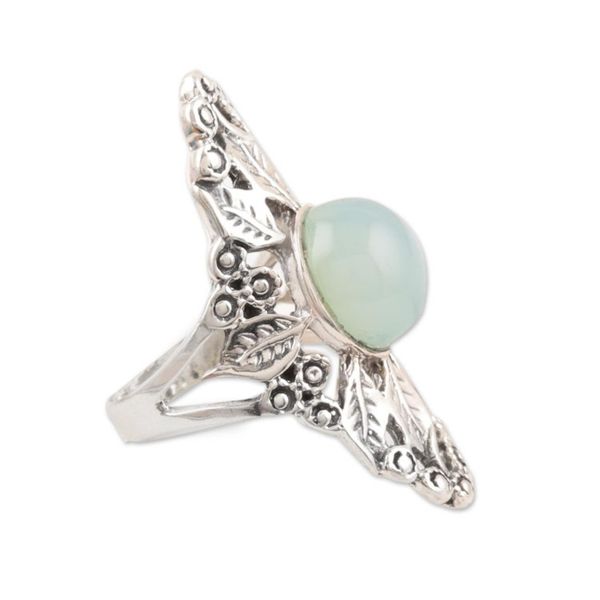 Alternate image for Leaf Pattern Chalcedony Cocktail Ring from India Leafy Wreath