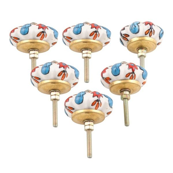 Alternate image for Set of 6 Hand Painted Ceramic Drawer PullsKnobs Flowery Glory