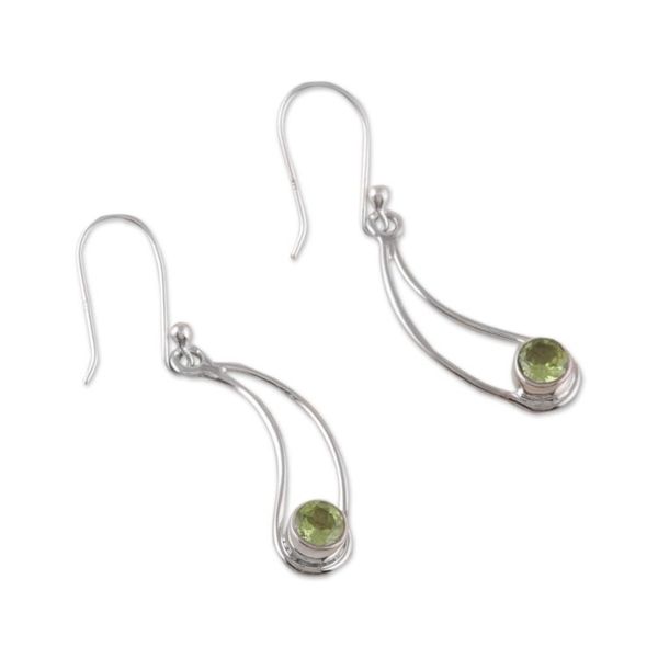 Alternate image for Abstract and Modern One-Carat Peridot Dangle Earrings Abstract Fortune