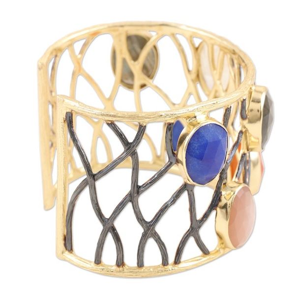Alternate image for Gold-Plated Rainbow Moonstone and Rose Quartz Bracelet Color Pop