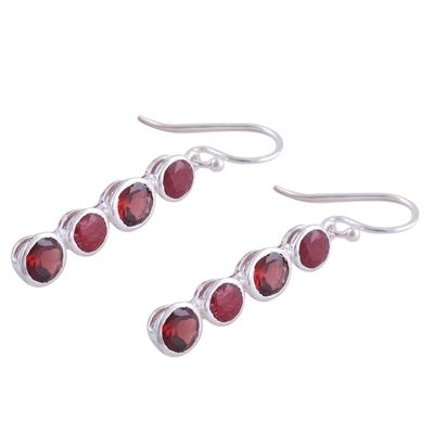 Alternate image for Ruby and Garnet Sterling Silver Dangle Earrings from India Trendy Orbs
