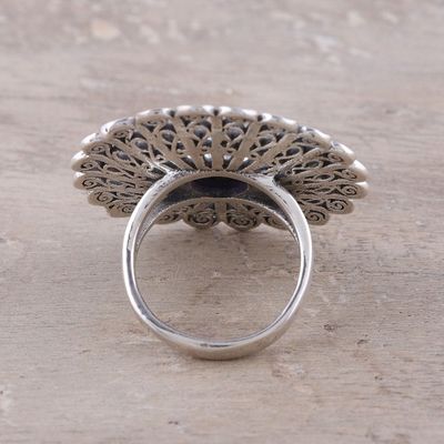 Alternate image for Sterling Silver Amethyst Openwork Flower Cocktail Ring Beautiful Bloom