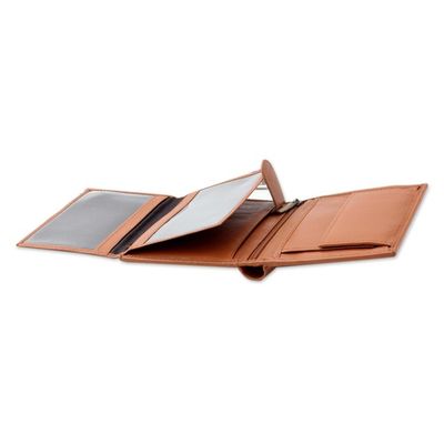 Alternate image for Tan Leather Wallet for Men Handcrafted in India Elegant Tan