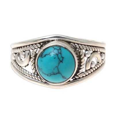 Alternate image for Sterling Silver and Reconstituted Turquoise Cocktail Ring Turquoise Charm