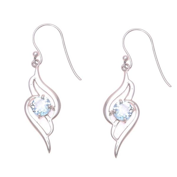 Alternate image for Wave Motif Blue Topaz Dangle Earrings from India Dazzling Gleam