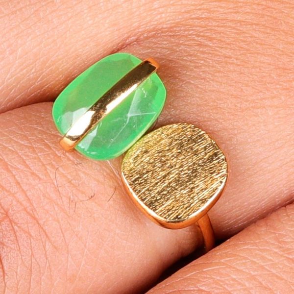 Alternate image for 18k Gold-Plated Wrap Ring with Natural 3-Carat Prehnite Gem Green Bewitchment