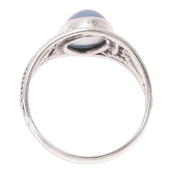 Alternate image for Oval Chalcedony Cocktail Ring Crafted in India Gleaming Appeal