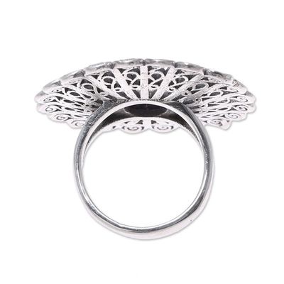 Alternate image for Sterling Silver Amethyst Openwork Flower Cocktail Ring Beautiful Bloom