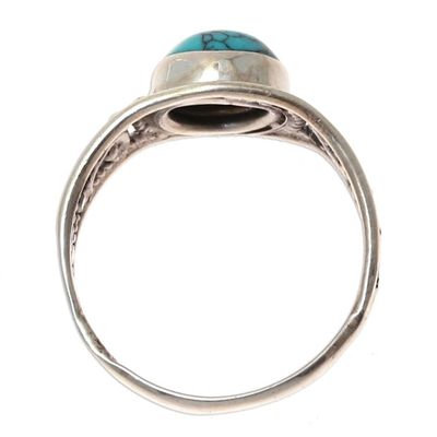 Alternate image for Sterling Silver and Reconstituted Turquoise Cocktail Ring Turquoise Charm