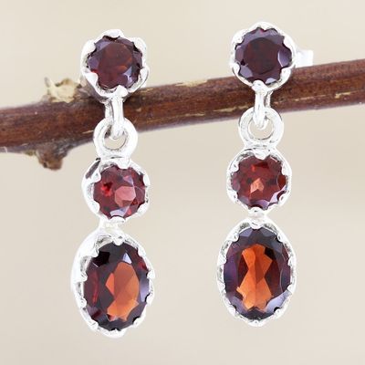 Alternate image for Garnet and Sterling Silver Dangle Earrings Weightless in Red