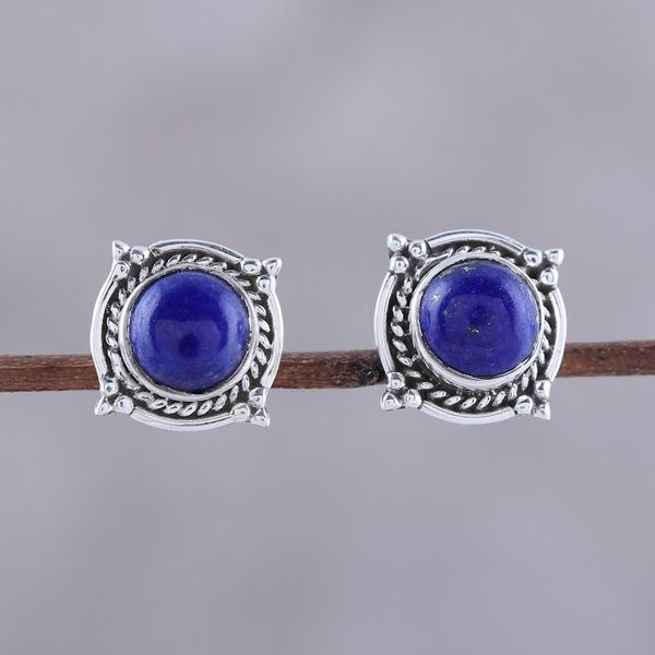 Alternate image for Lapis Lazuli Stud Earrings from India Morning Crowns