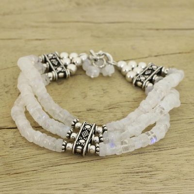 Primary image for Beaded Jewelry Rainbow Moonstone Bracelet Sterling Silver  Pure Love