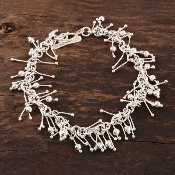 Alternate image for Artisan Crafted Jingling Sterling Silver Link Bracelet Brilliant Jingle