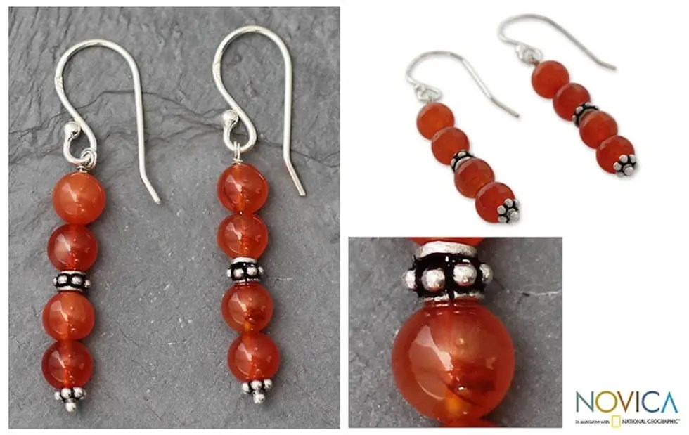 Carnelian dangle earrings 'Pillars of Energy'